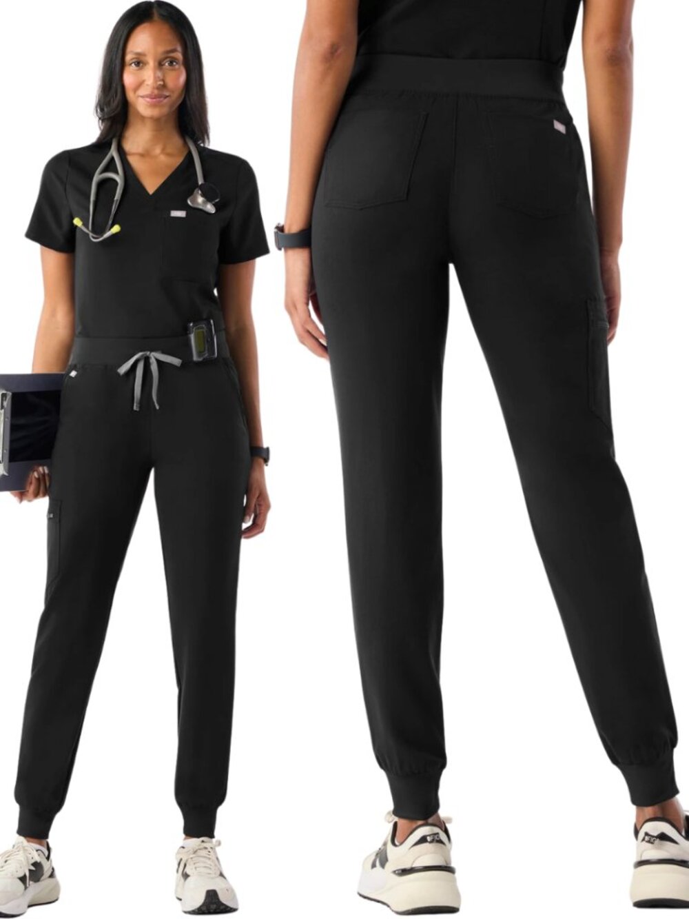 Figs Zamora Jogger Scrub Pant Womens Medium Black Medical Nurse Technical Health
